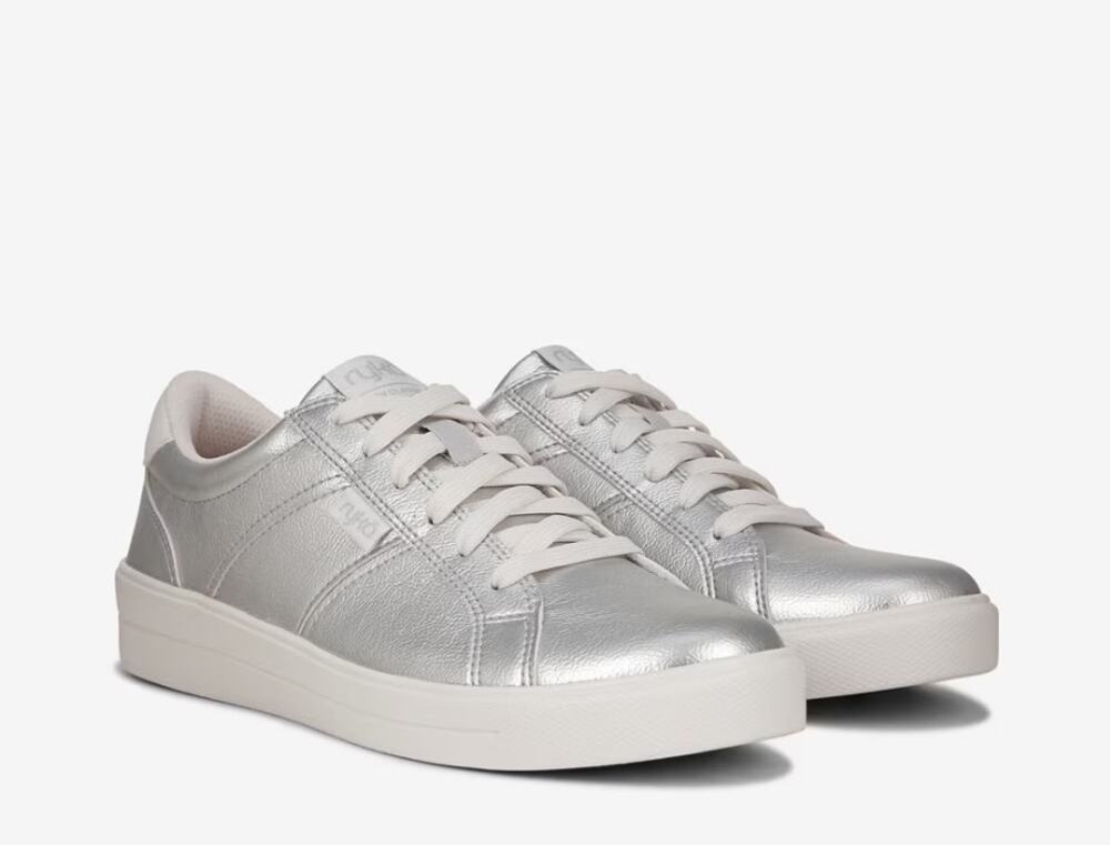 Ryka Women's Silver Lace Up Viv Classic Fashion Sneakers Shoes Size 6W